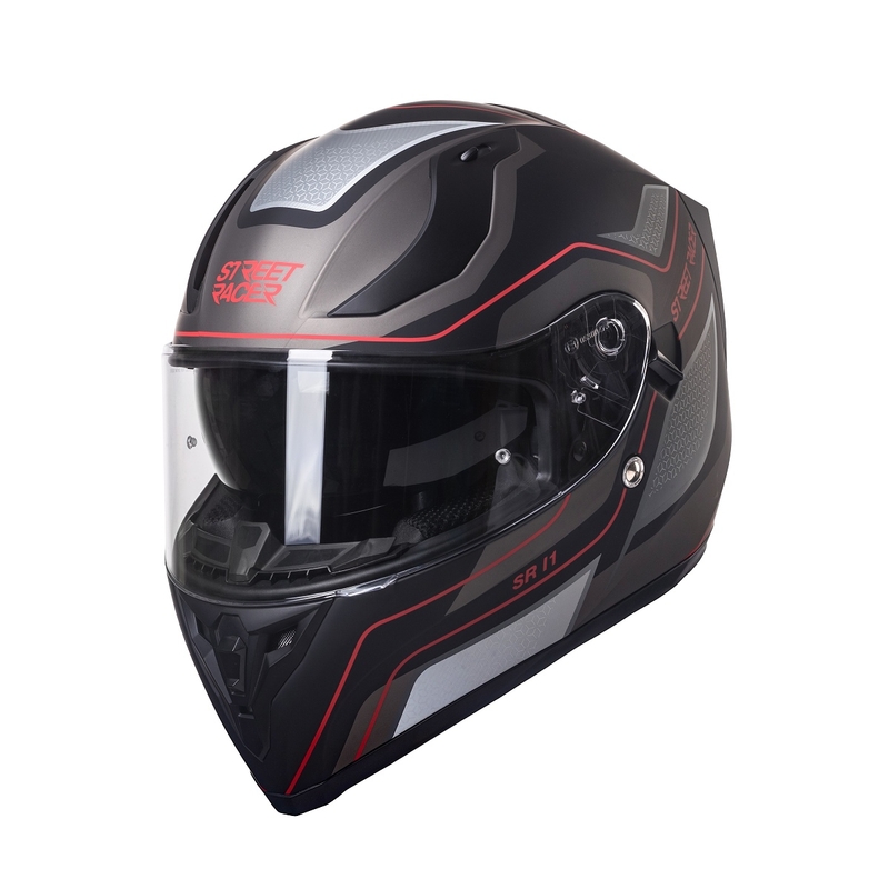 Integrální přilba na motorku Street Racer SR I1 černo-šedo-červená (KOPIE)