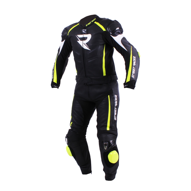 Pánská kombinéza na motorku Street Racer Line černo-bílo-fluo žlutá výprodej