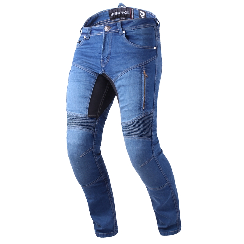 Prodloužené jeansy na motorku Street Racer Stretch II CE modré - II. jakost