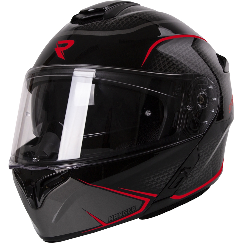 Vyklápěcí přilba na motorku Street Racer Ranger černo-červená