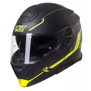 Vyklápěcí přilba na motorku Street Racer SR V1 černo-fluo žlutá výprodej