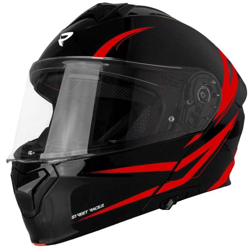 Vyklápěcí helma na motorku Street Racer Fury černo-červená