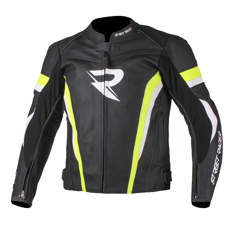 Bunda na motorku Street Racer Caliber černo-bílo-fluo žlutá výprodej