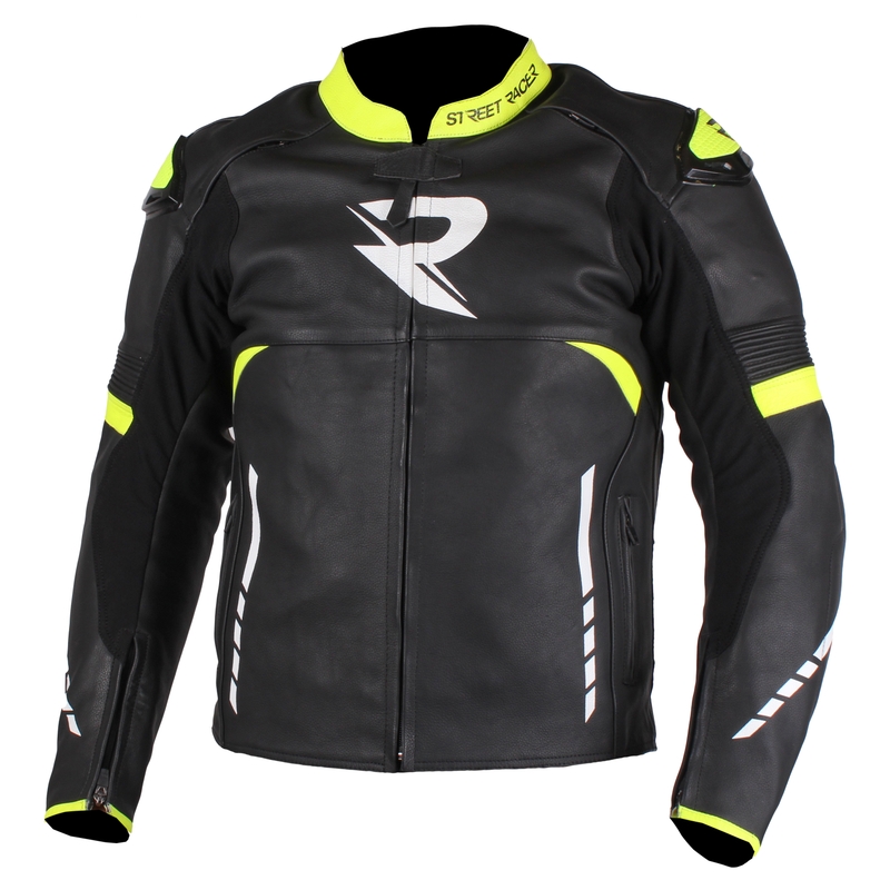 Bunda na motorku Street Racer Tour černo-bílo-fluo žlutá výprodej