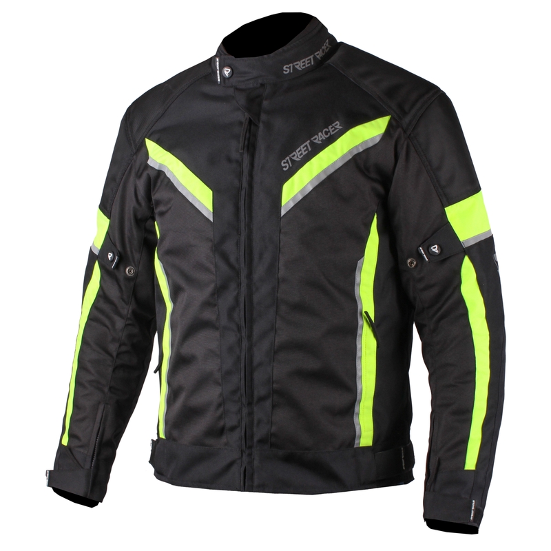 Prodloužená bunda na motorku Street Racer Prestige černo-fluo žlutá výprodej