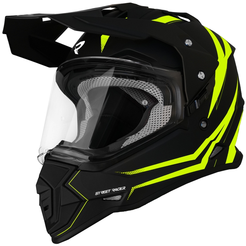 Enduro helma na motorku Street Racer Ignite matná černo-fluo žlutá - II. jakost