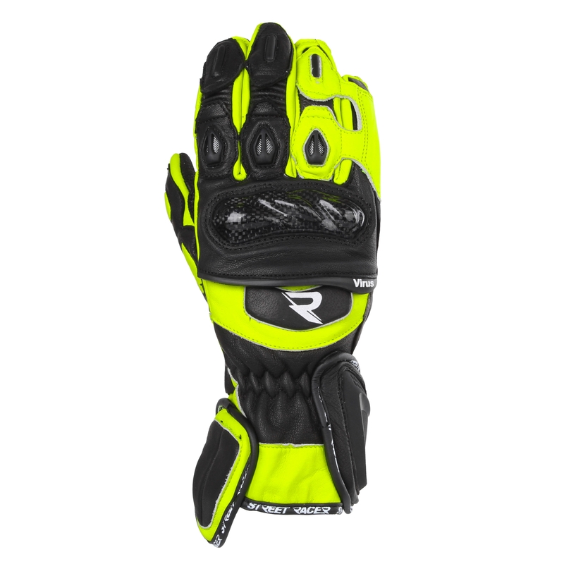 Rukavice na motorku Street Racer Virus 2 černo-fluo žluté - II. jakost