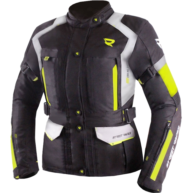 Dámská bunda na motorku Street Racer Hilax černo-šedo-fluo žlutá - II. jakost