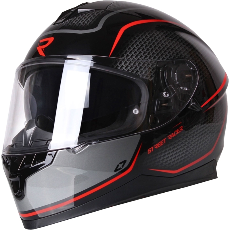 Integrální přilba na motorku Street Racer Magna černo-červená