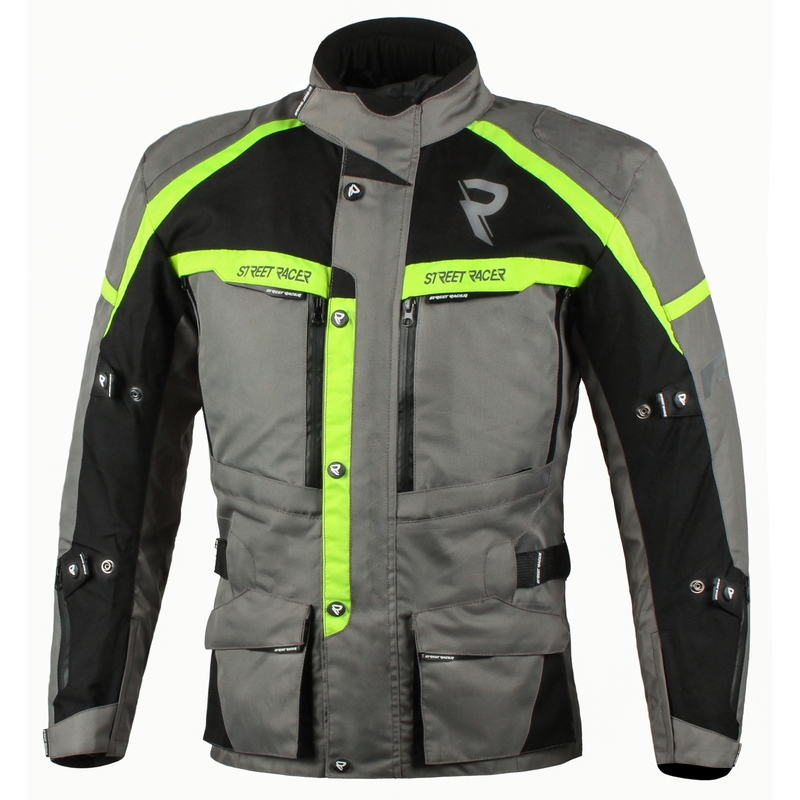 Bunda na motorku Street Racer Rocket šedo-černo-fluo žlutá výprodej